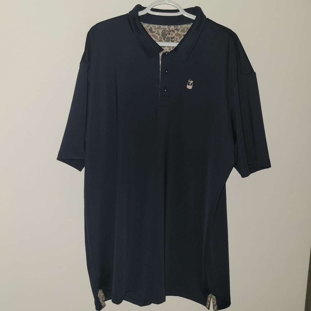 Moonshine Golf Short Sleeve Polo Shirt Men's Size 2XL XXL Blue